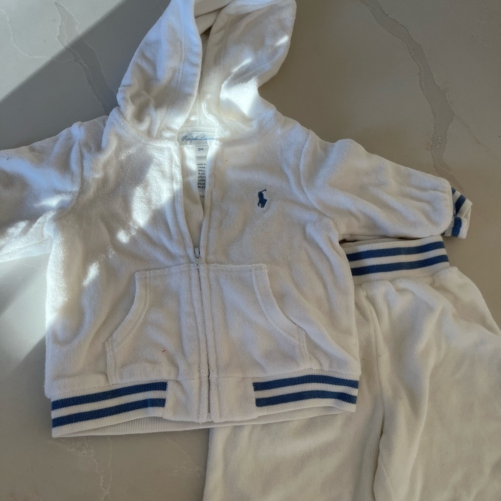 Ralph Lauren 3 months sweatshirt and sweatpants- terry cloth material. Worn once